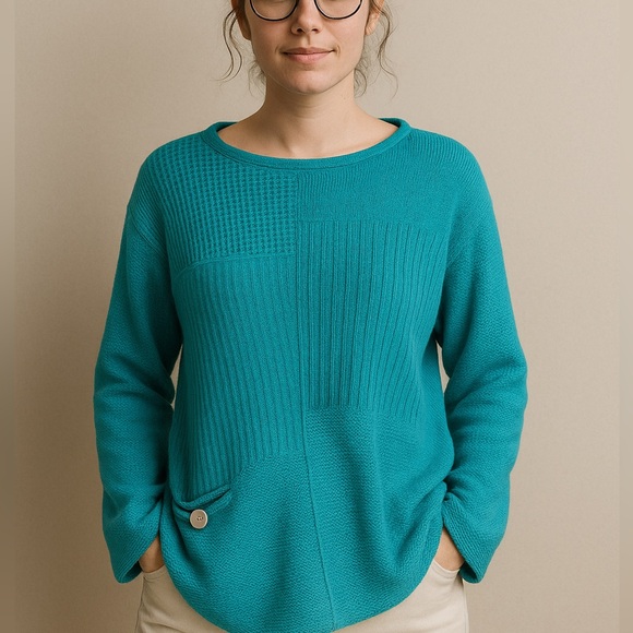 Appleseed's Teal Crew Neck Sweater - Picture 1 of 10